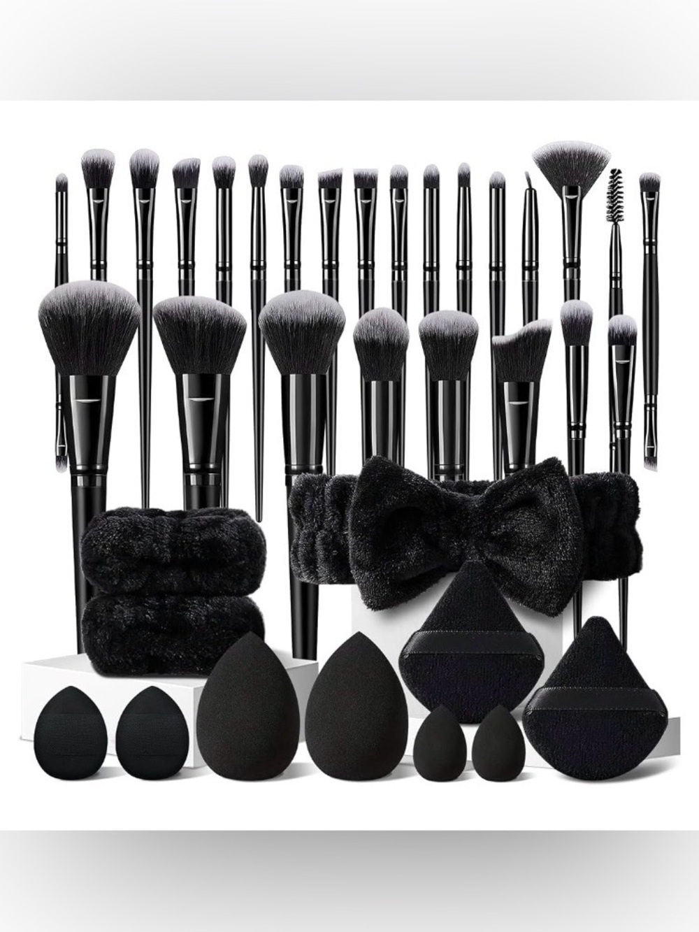 HGHDBT 36Pcs Black Makeup Brushes Set Professional Makeup Kit Multi-functional M